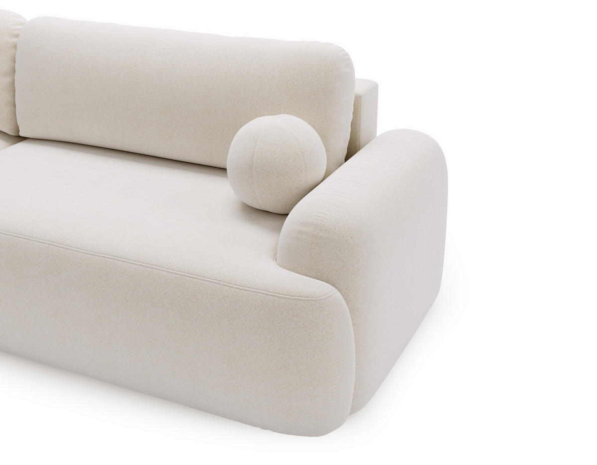 ECKSOFA Cloudy Weiß, Sofa aus Boucle-Stoff mit Kissen, linke seite - Weiß, Holzwerkstoff/Textil (177/261cm) - Bettso