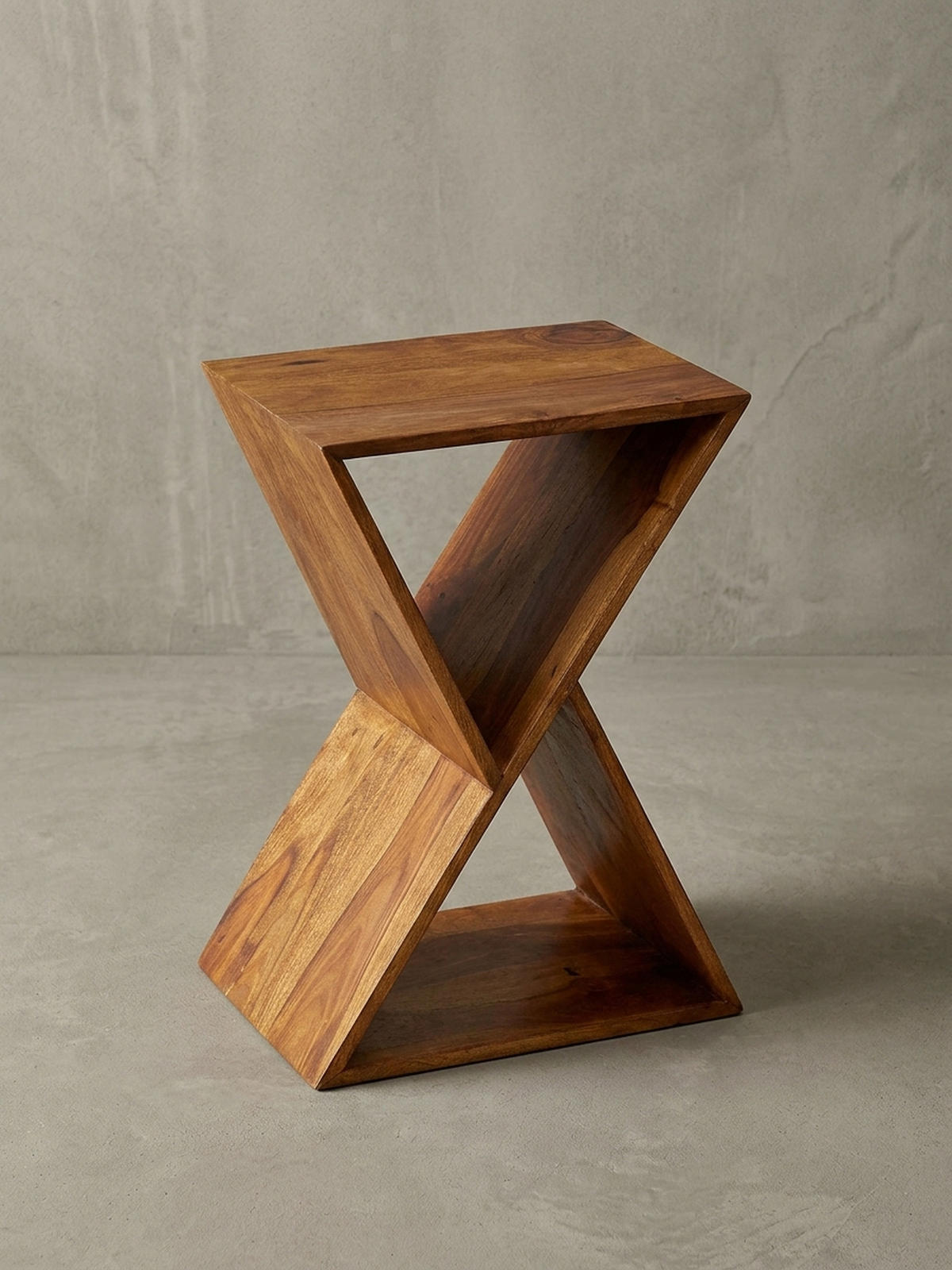 BEISTELLTISCH – Massivholz Braun X-Gestell mit 2 Ablagen - Braun, Holz (30/43/60cm) - KADIMA DESIGN