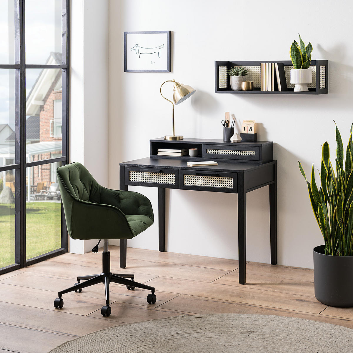 BÜROSTUHL - Dunkelgrün/Schwarz, Kunststoff/Metall (56/80/56cm) - home24