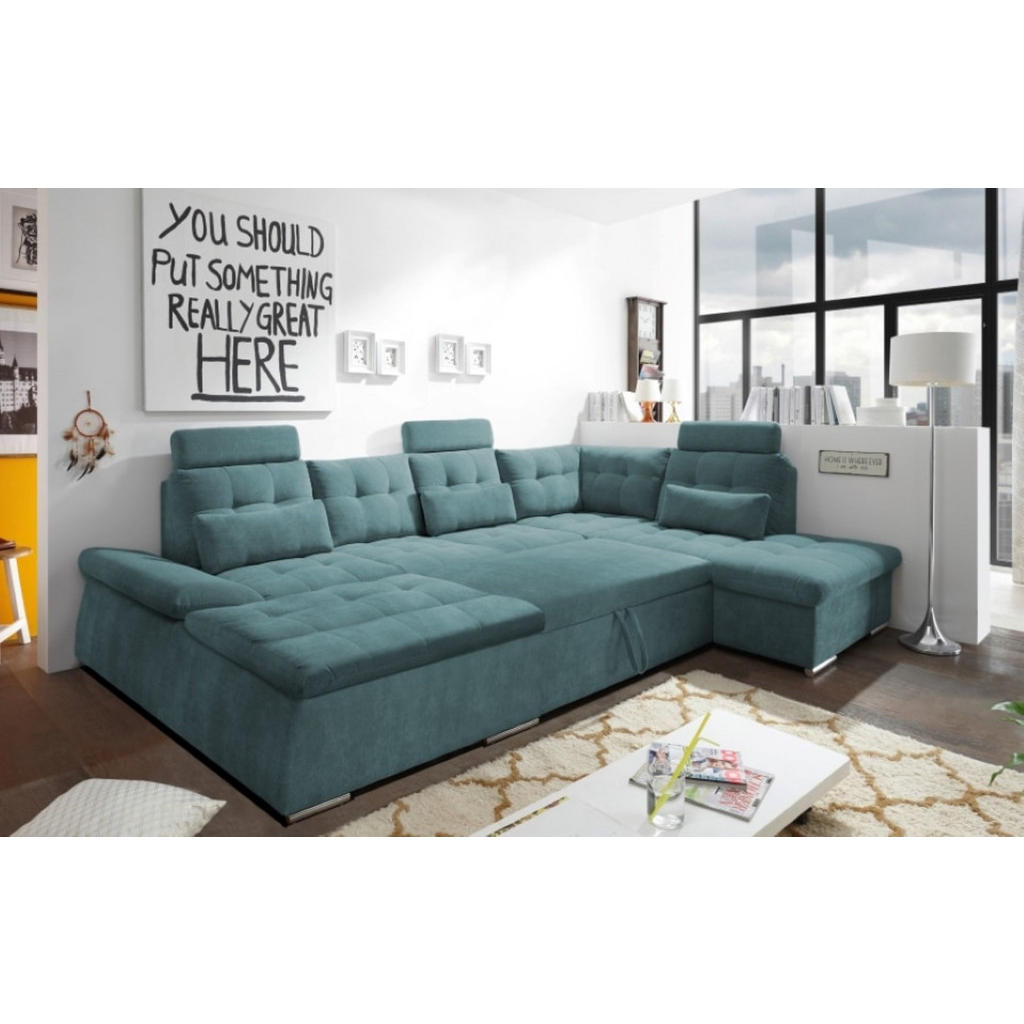 Thumbnail - ed exciting design Wohnlandschaft, Grün, Textil, 5-Sitzer, U-Form,L-Form, 219x103x324 cm, Wohnzimmer, Sofas & Couches, W...