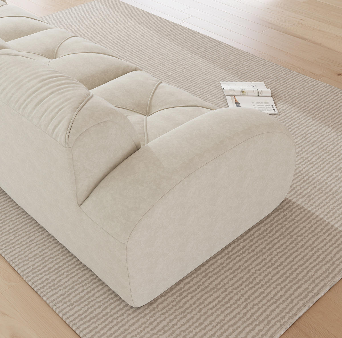 MODULSOFA aus Chenille White - Weiß, Kunststoff (171/281cm) - Meubliv