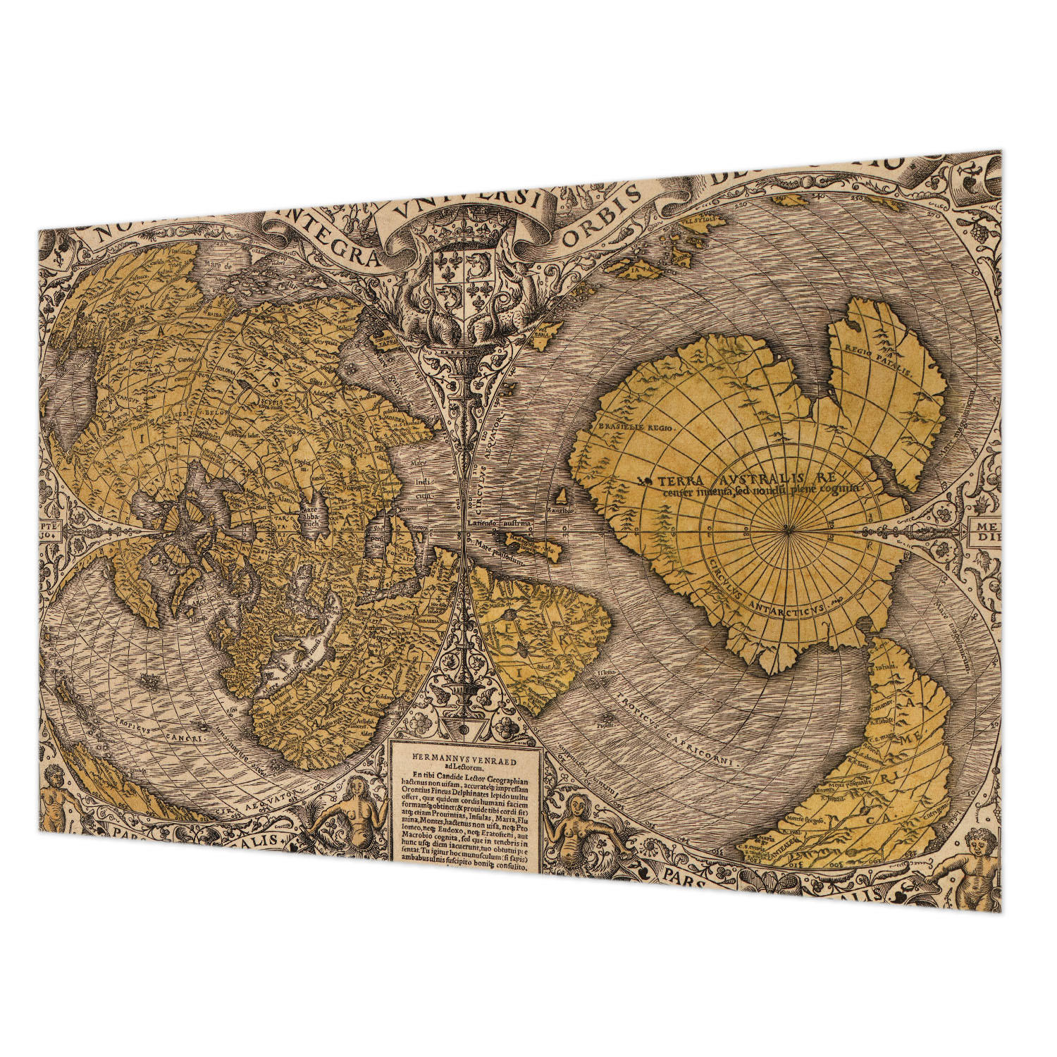 FOTOTAPETE 104x70 cm - Historische Kartographie - Gelb, Textil (104/70cm) - Wallfluent