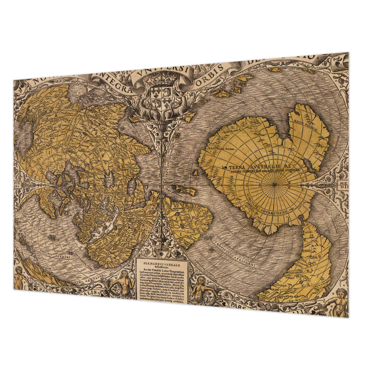 FOTOTAPETE 104x70 cm - Historische Kartographie - Gelb, Textil (104/70cm) - Wallfluent