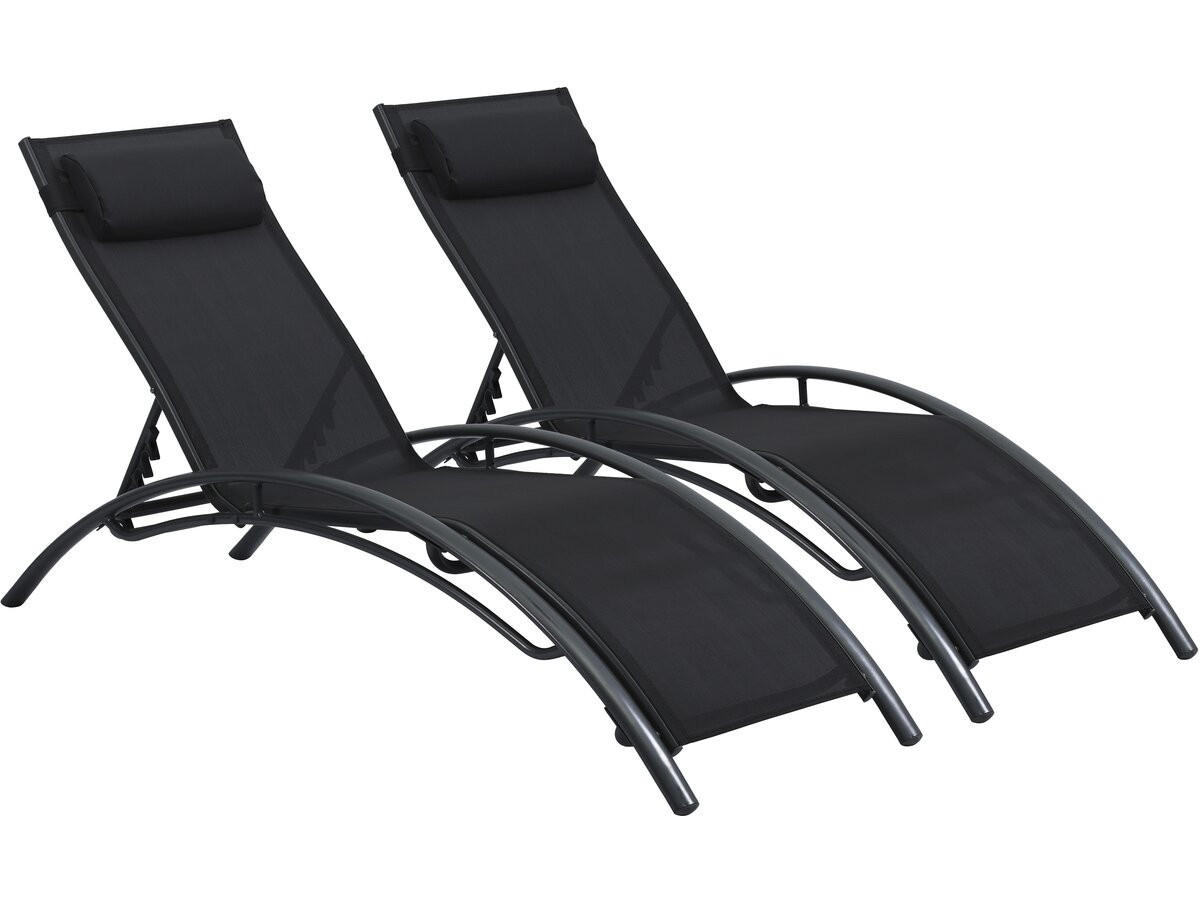 Habitat Garten Sonnenliege Schwarz 184x82x57 cm