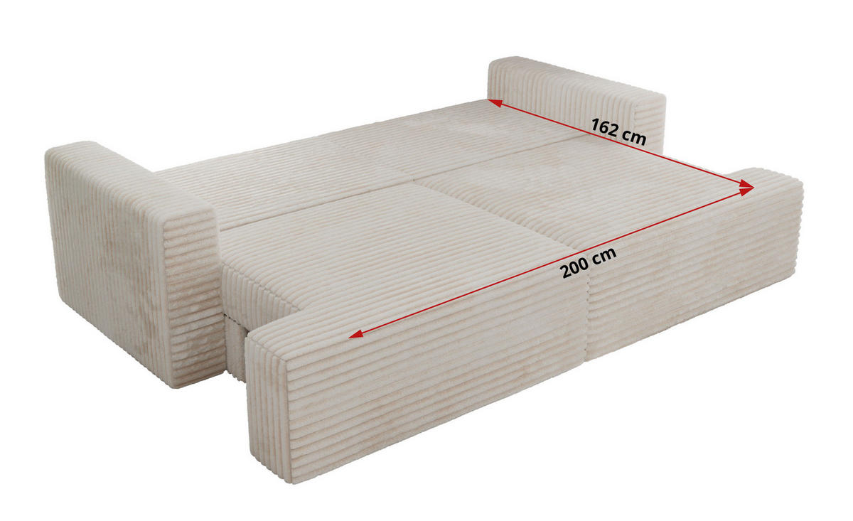 4-SITZER SOFA VIRELLA Beige Cord - Beige/Schwarz, Textil (240/88/115cm) - MKS