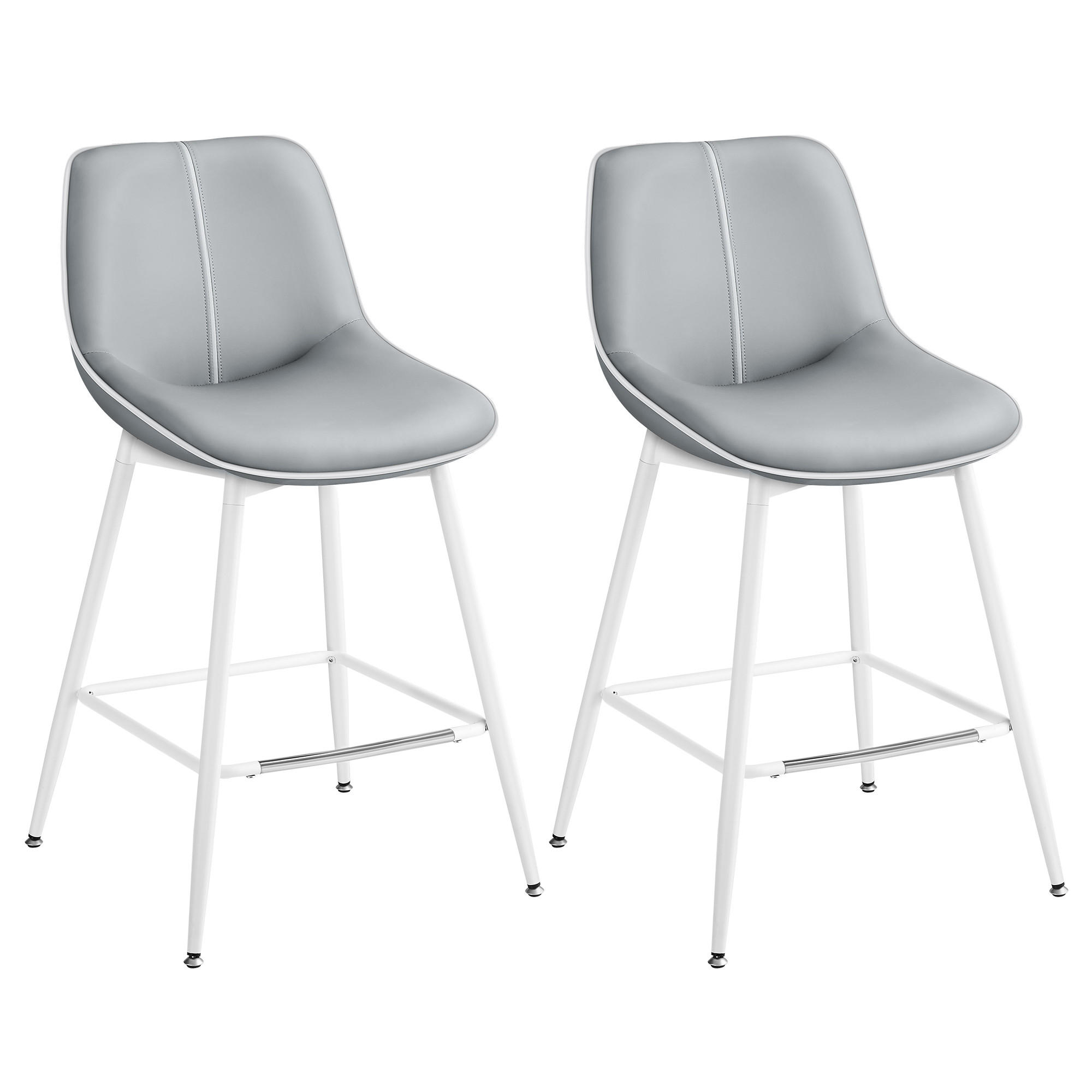 BARHOCKER Leo (2er Set) - Grau, Leder (50/88/50cm) - VASAGLE