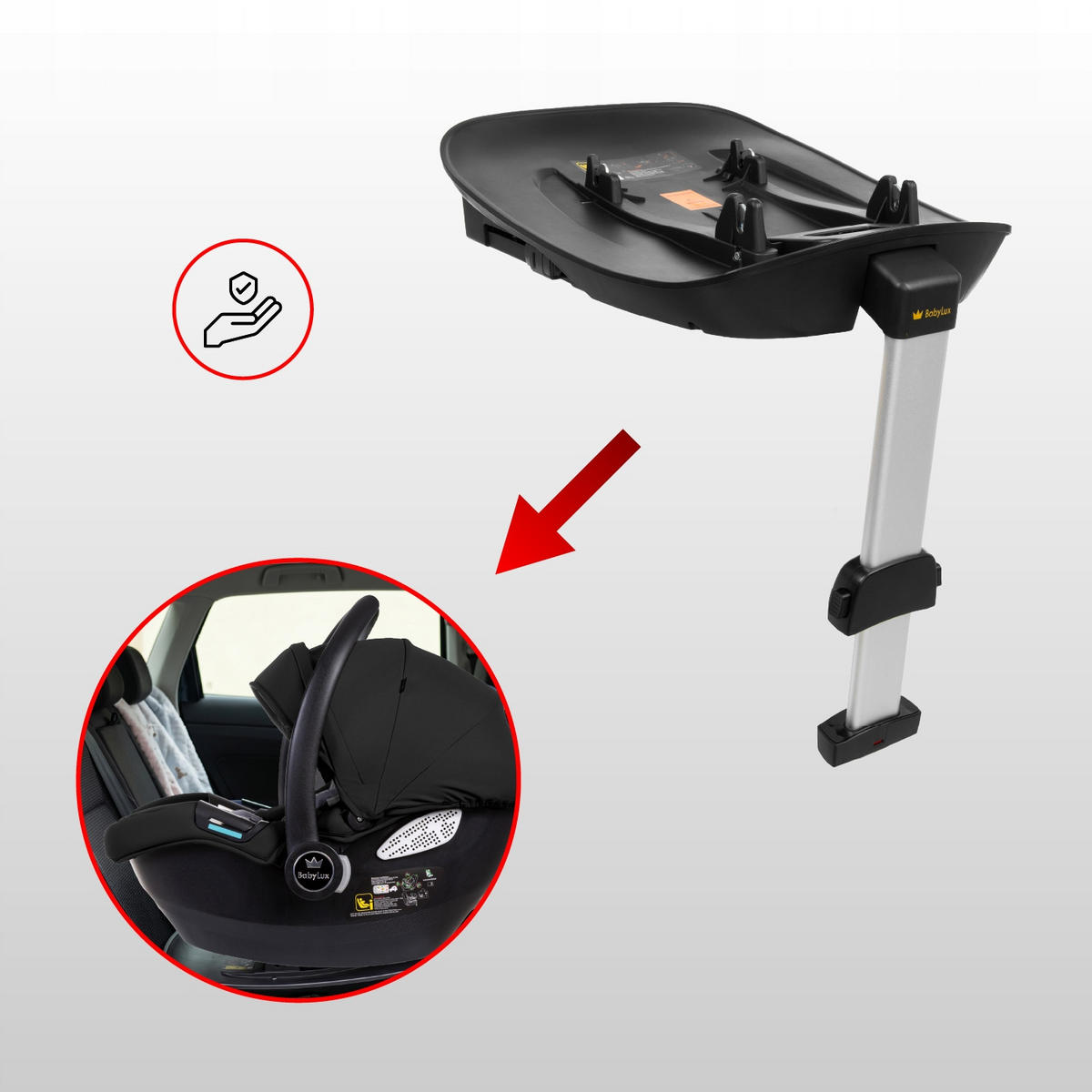 KINDERWAGEN Gavia 4in1 Schwarz Babywanne, Reisebuggy, Autositz, Isofix Basis - Schwarz, Textil/Metall (58/98cm) - BabyLux