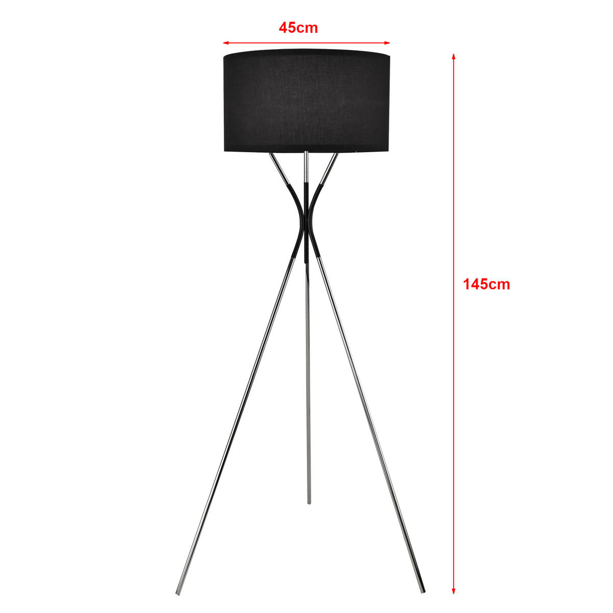 STEHLEUCHTE Athlone -neu- - Schwarz, Metall (45/45/145cm) - lux.pro