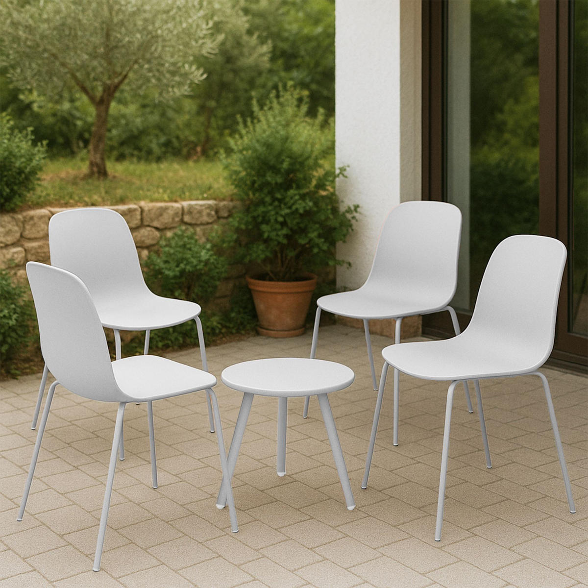 GARTENSITZGRUPPE Kunststoff Weiß - Weiß, Kunststoff - CLP