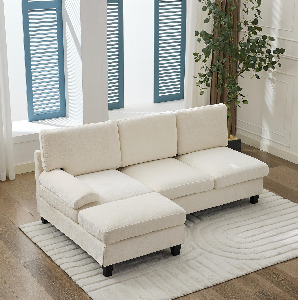 ECKSOFA L-Form, Stoff mit bequemer Polsterung, 194/118/81 cm, Beige - Beige, Textil (118/194cm) - Redom