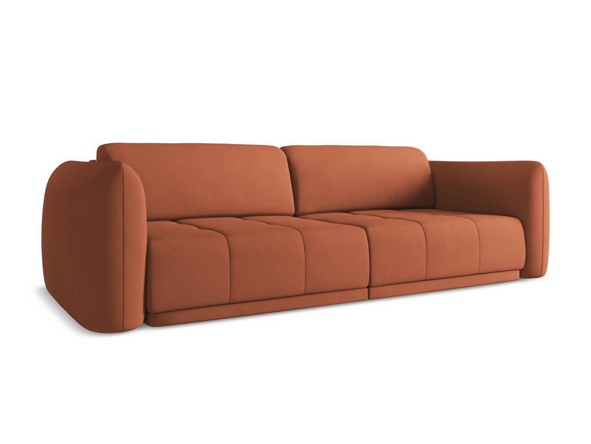 3-SITZER SOFA Chenille Stoff Orange - Terra cotta/Schwarz, Kunststoff/Textil (210/74/105cm) - Makamii