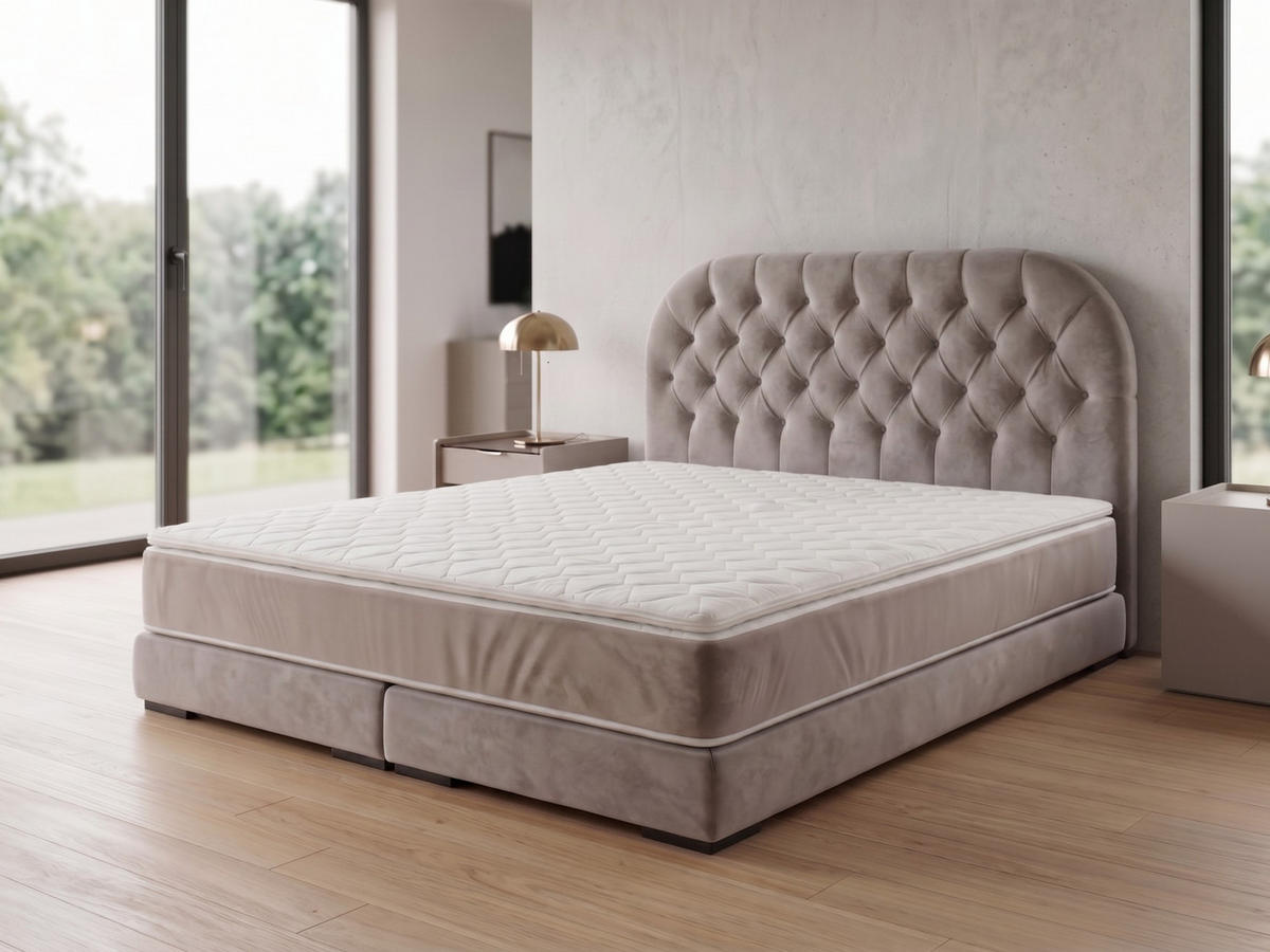POLSTERBETT LEON4 200x 200 cm Farbe: Beige - Beige, Textil (200/200cm) - A&J MöbelLand