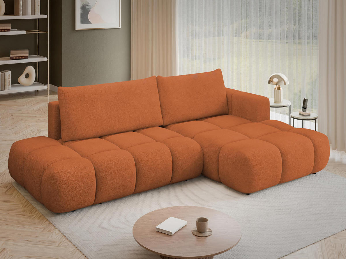 ECKSOFA Soffi, Seite: Rechts - Schwarz/Orange, Holz/Kunststoff (283/166cm) - MIRJAN24