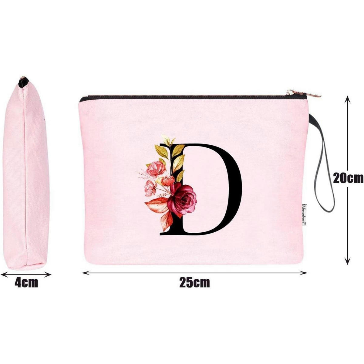 KOSMETIKTASCHE mit Initialen D, Pink - Rosa, Textil (20/1/25cm)