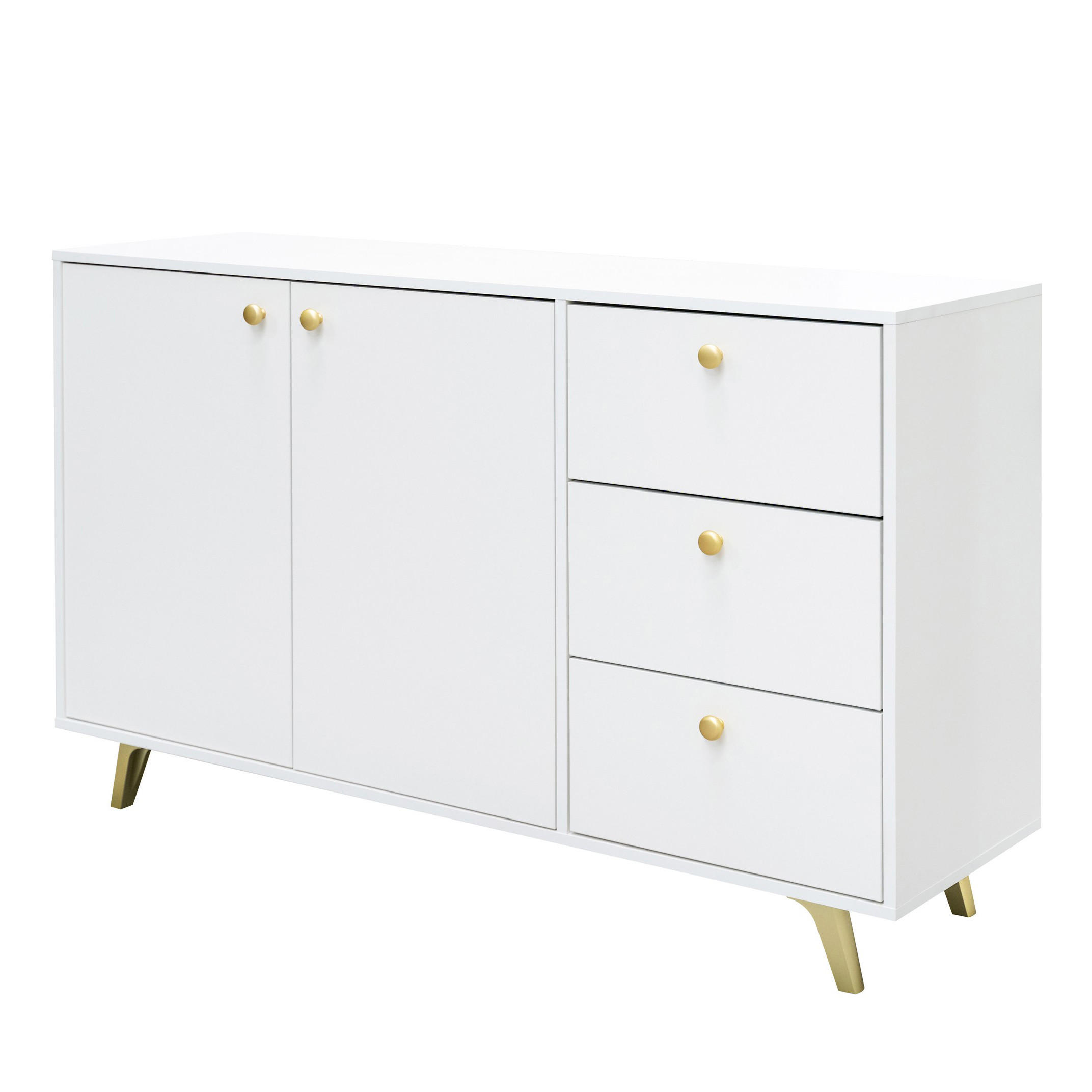 KOMMODE GALIO 100/112/41cm mit Schubladen 4 Türen Weiß - Weiß, Holzwerkstoff (100/112/41cm) - MASSENO