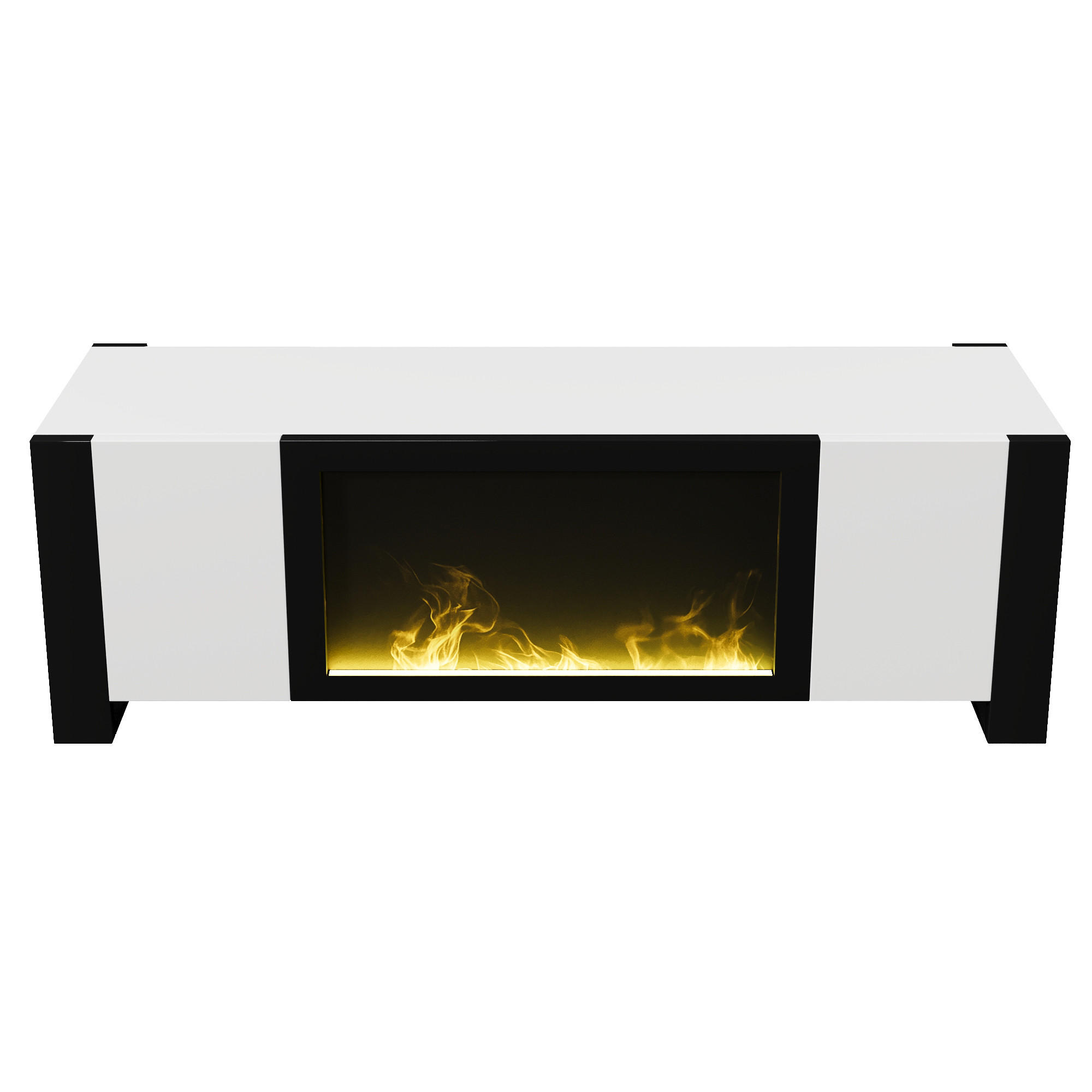TV-LOWBOARD Modellname Weiß-Schwarz 165/32/55 cm - Weiß, Holz (165/55/32cm) - PANGIVO