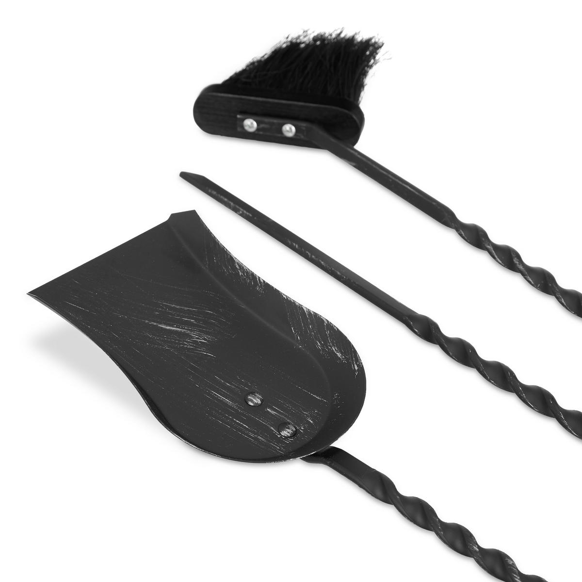 KAMINBESTECK - Schwarz, Metall (21/57/36cm) - Relaxdays