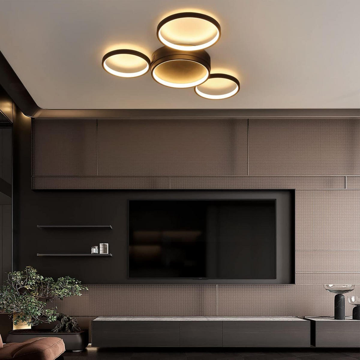 LED-DECKENLEUCHTE Carina 61.5/46.5/6 cm - Schwarz, Metall (61.5/46.5/6cm) - Nettlife