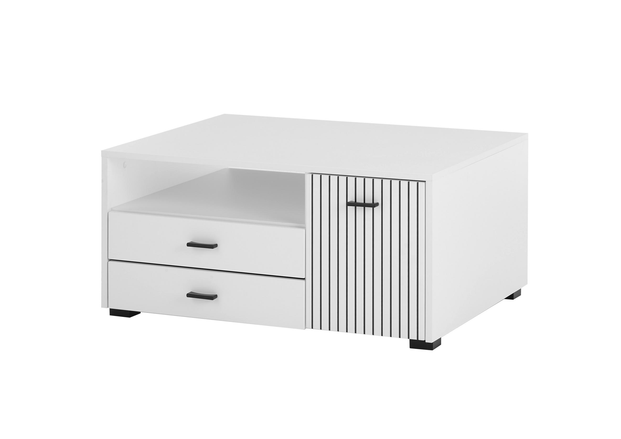 COUCHTISCH M17 Weiß Matt & Schwarz 90/43/70 cm - Weiß, Holzwerkstoff (70/90/43cm) - Livojo