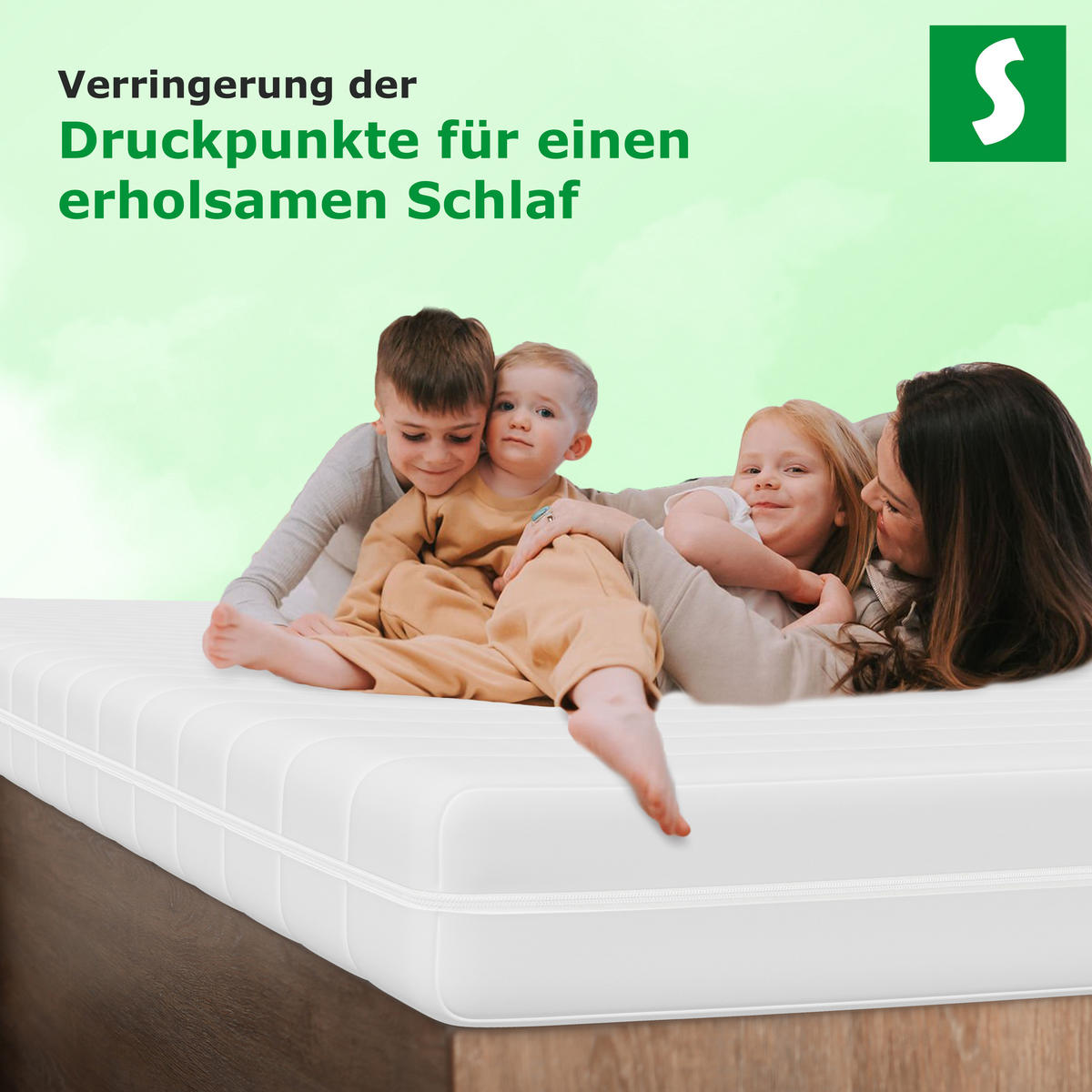 GELMATRATZE Höhe 15 cm 7-Zonen Kaltschaummatratze 200 x 200 cm - Weiß, Textil (200/200cm) - Schlaftroll