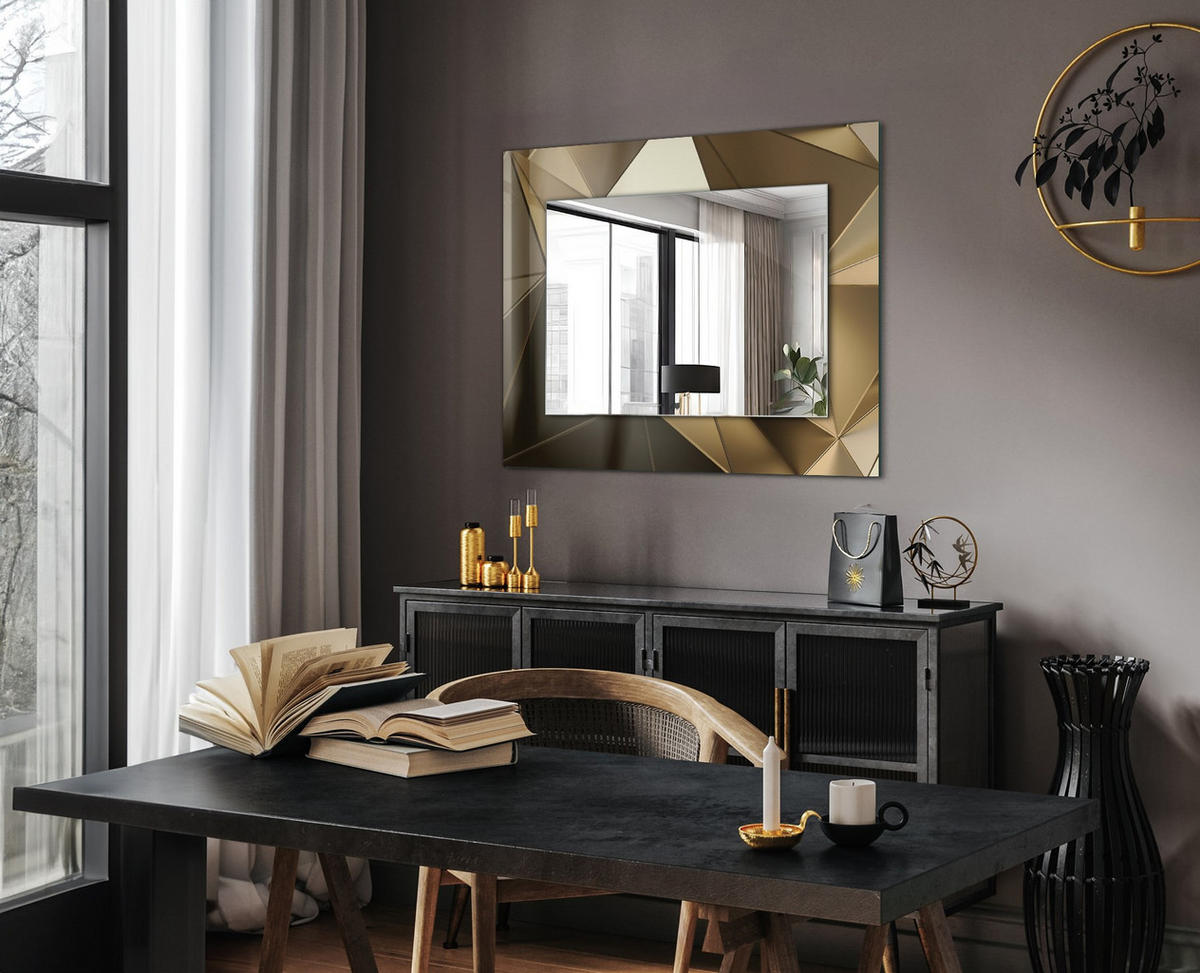 SPIEGEL 80 x 60 cm Rechteckig mit Aufdruck - Goldfarben, Glas (80/60/0.4cm) - TULUP