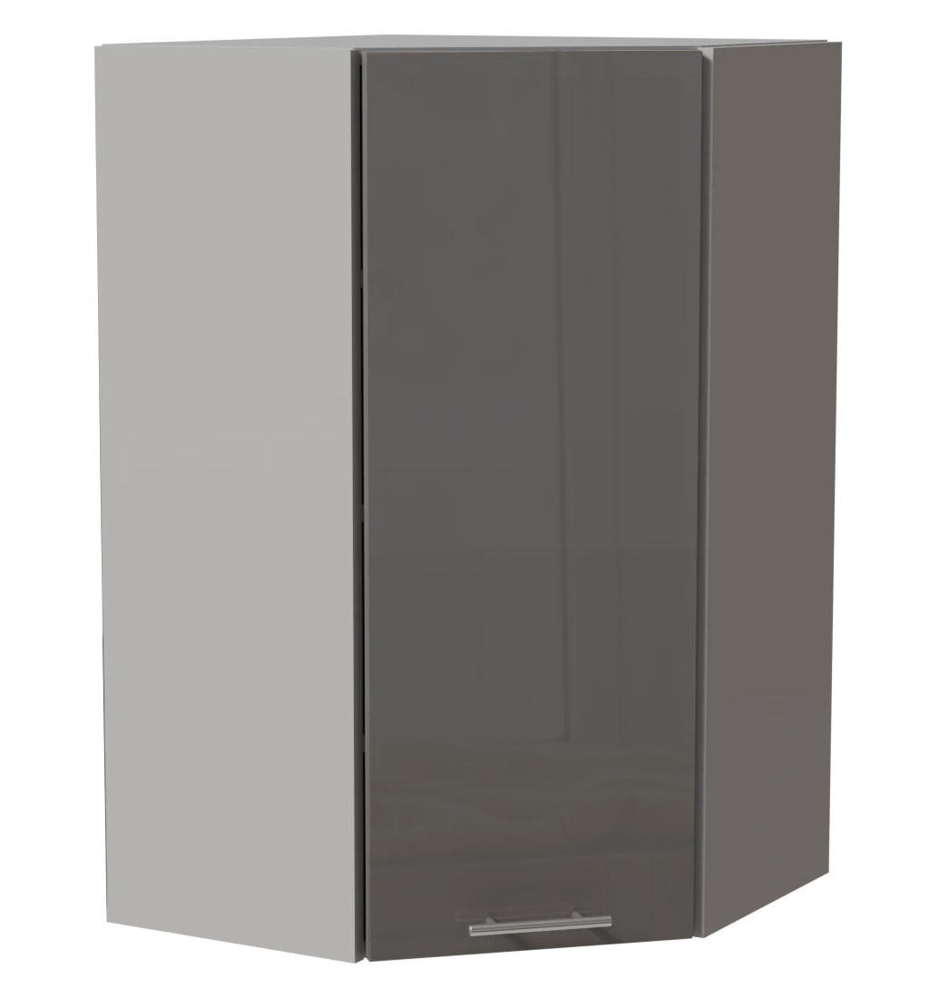 ECK-HÄNGESCHRANK Essen W4/10/60 Grau Hochglanz / Grau Matt 60 / 60 / 96cm - Grau, Holz/Holzwerkstoff (60/96/60cm) - Feldmann-Wohnen