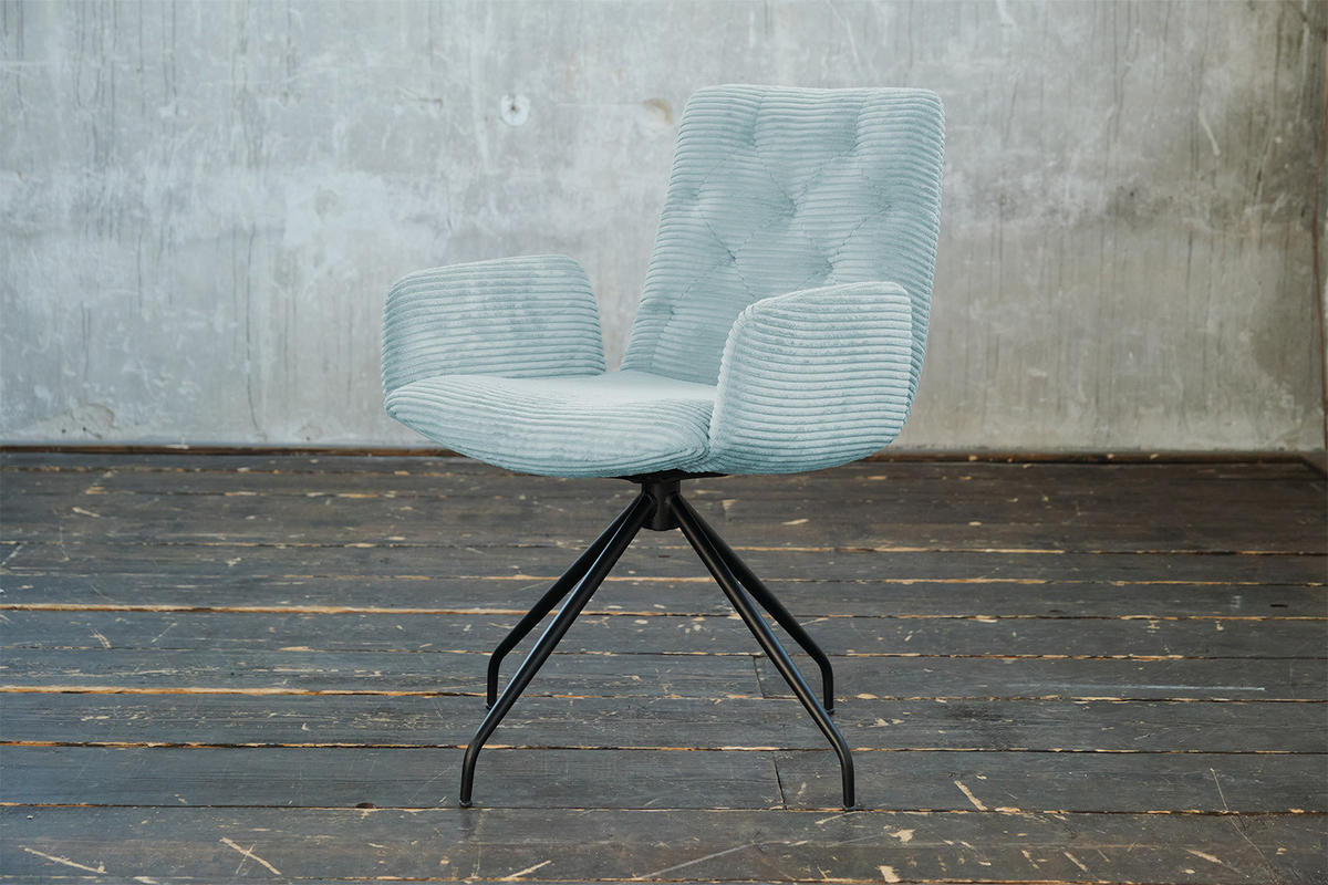 DREHSTUHL NEW CHARME Hellblau Cord - Hellblau, Textil (59/87/66cm) - KAWOLA
