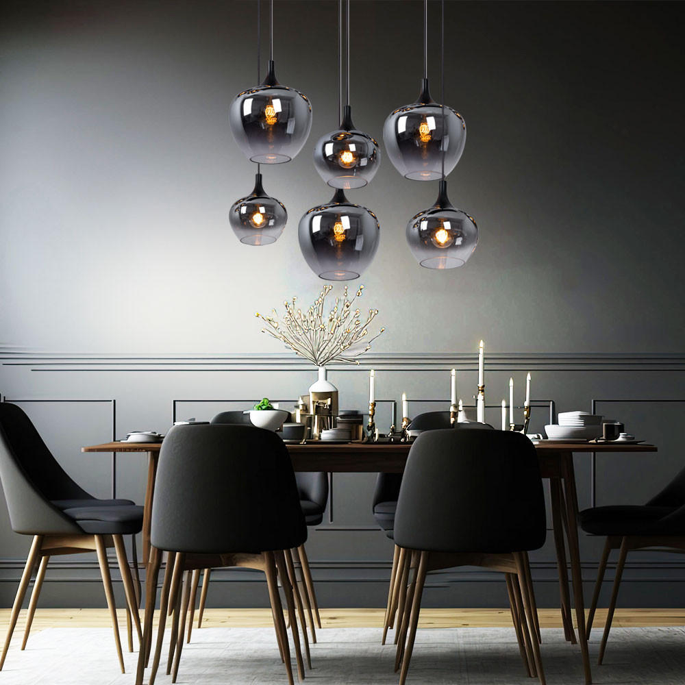 HÄNGELEUCHTE MAXY Metall Glas Schwarz - Schwarz, Glas (86/42/120cm) - Globo Lighting