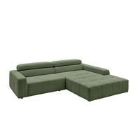 ECKSOFA RENO Grün Cord - Schwarz/Grün, Kunststoff/Textil (258/217cm) - KAWOLA