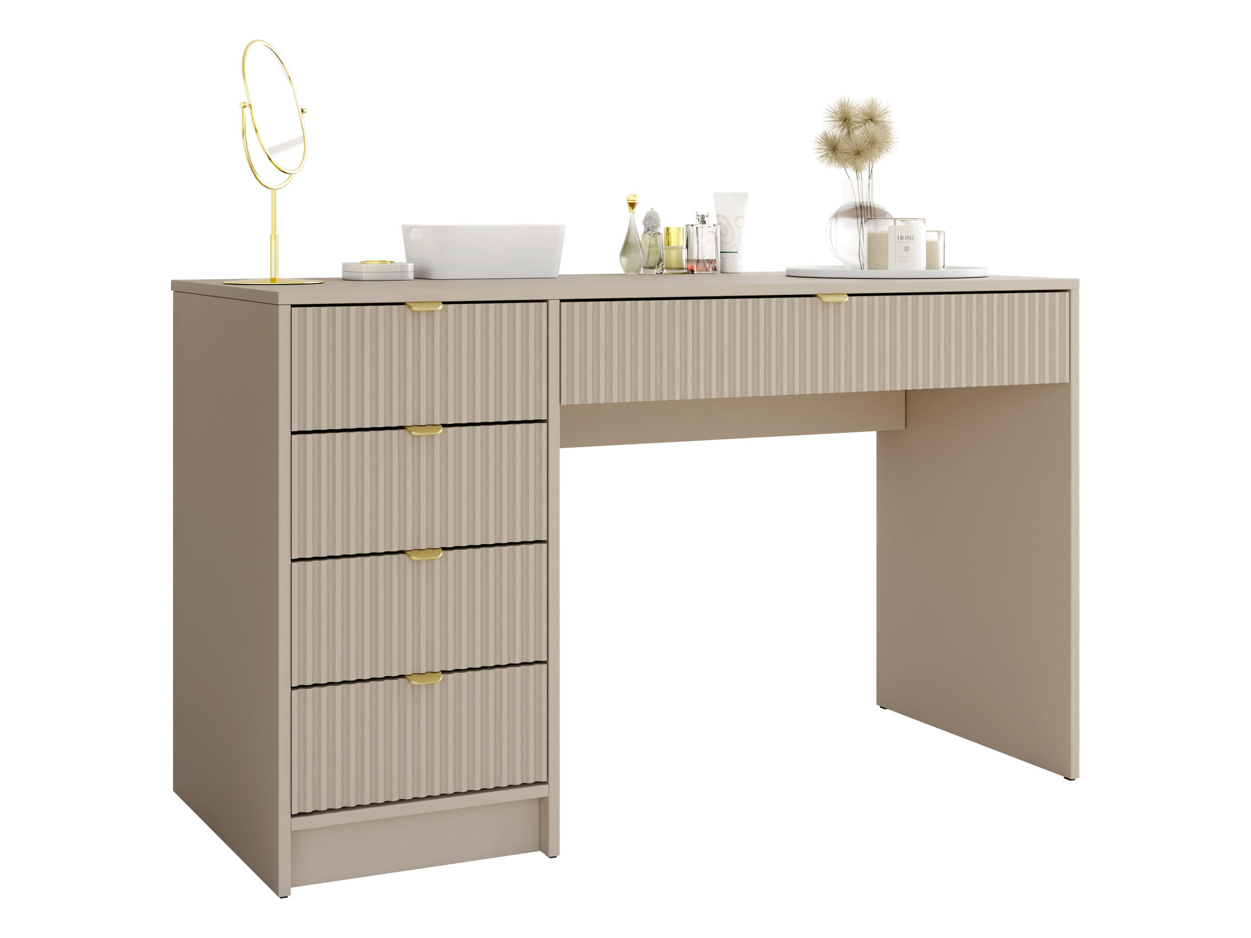SCHREIBTISCH Tireno - Sandfarben/Goldfarben, Holzwerkstoff/Metall (55/120/76cm) - MIRJAN24
