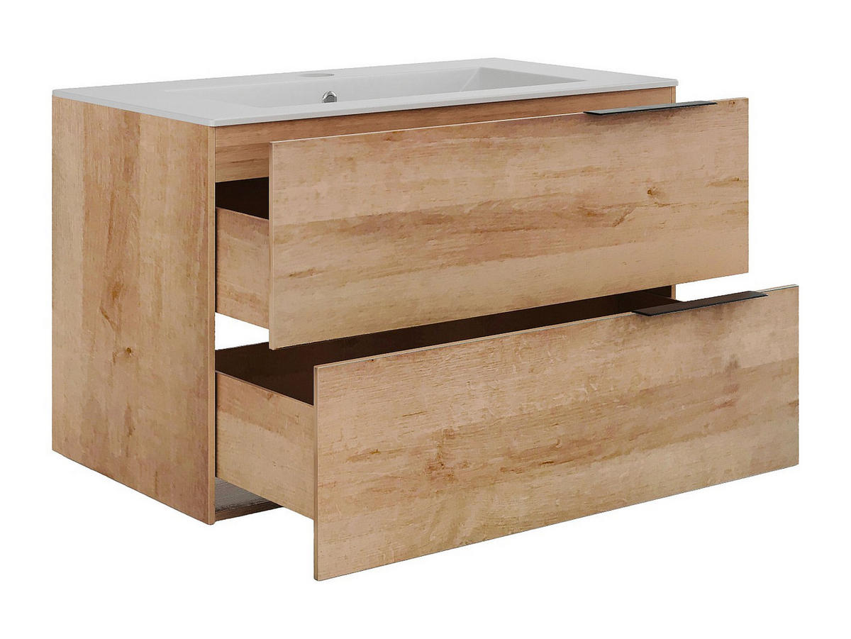 EINZELWASCHTISCH - 80 cm x 46 cm - Holz, Platte - Naturfarben Hell - NISAYA - Naturfarben, Holz (80/50/46cm) - Vente-Unique