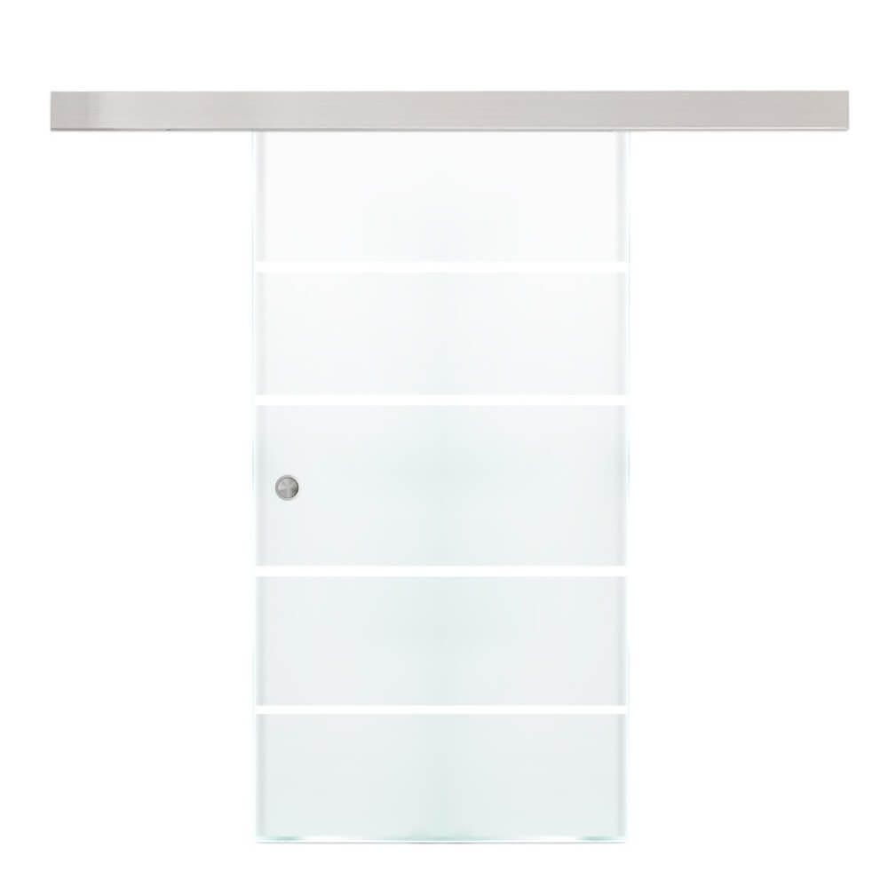 GLASSCHIEBETÜR SIRENA – 205 x 90 cm Milchglas mit Streifen - Transparent, Glas (90/205/0.8cm) - Home Deluxe