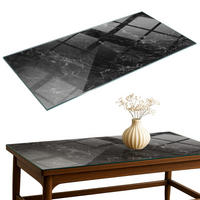 TISCHPLATTE 140x70 cm Marmormuster mit Adern - Schwarz, Glas (0.4/140/70cm) - TULUP