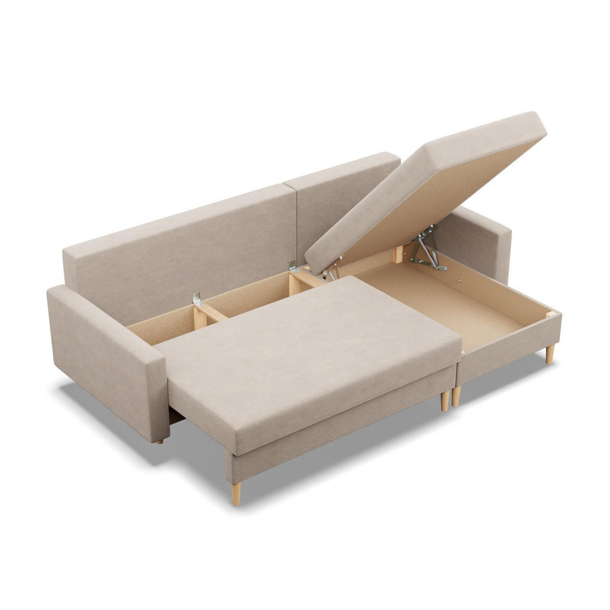 ECKSOFA MIT SCHLAFFUNKTION BLANK, Beige - Beige, Textil (223/140cm) - Mebligo