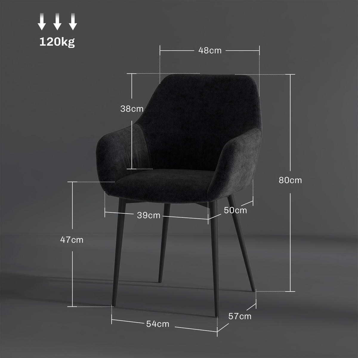 STÜHLE Schwarz 2 Stück - Schwarz, Textil (54/80/57cm) - GiPP