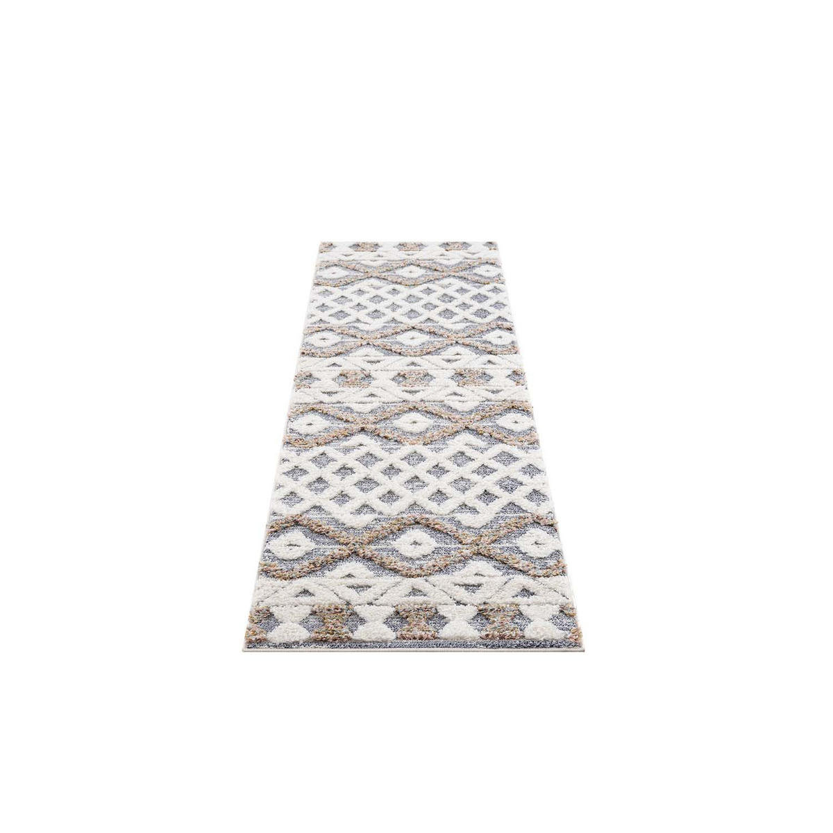 HOCHFLOR-TEPPICH Focus 3050 Grau 80x300 cm - Multicolor/Creme, Textil (80/300cm) - carpet city