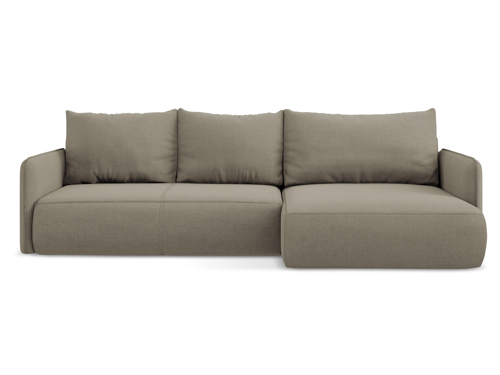 ECKSOFA mit Schlaffunktion Strukturstoff Stoff Beige - Beige/Schwarz, Kunststoff/Textil (240/148cm) - Makamii