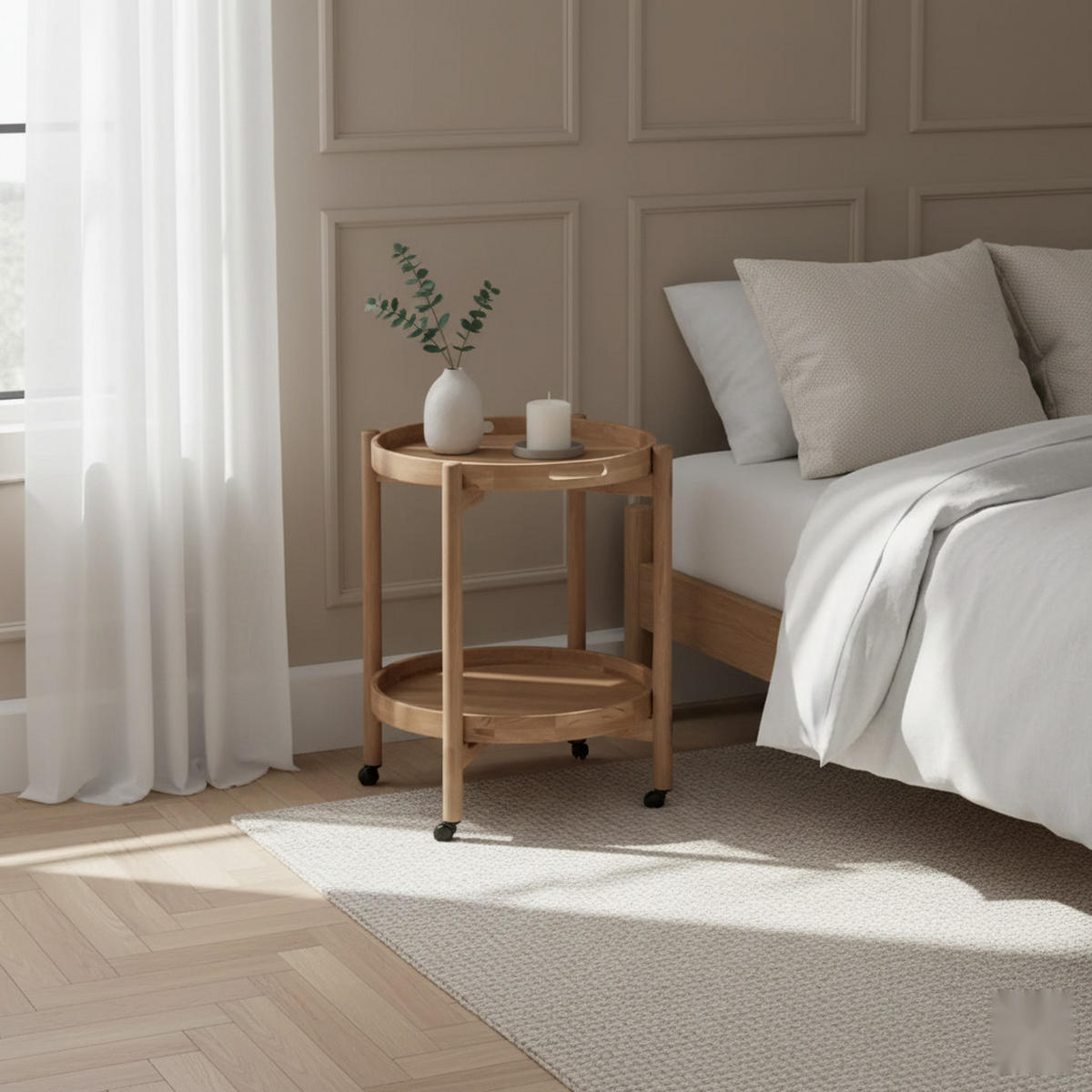 SERVIERWAGEN Hugo, Eiche - Beige, Holz (51/65/51cm) - WOODEK