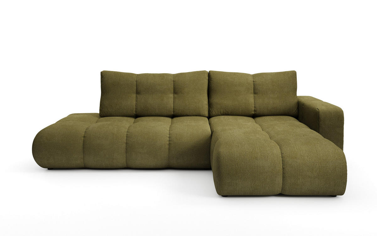 ECKSOFA DUCA R-S Grün Chenille mit Schlaffunktion - Grün, Holz (266.5/266.5cm) - MASSENO