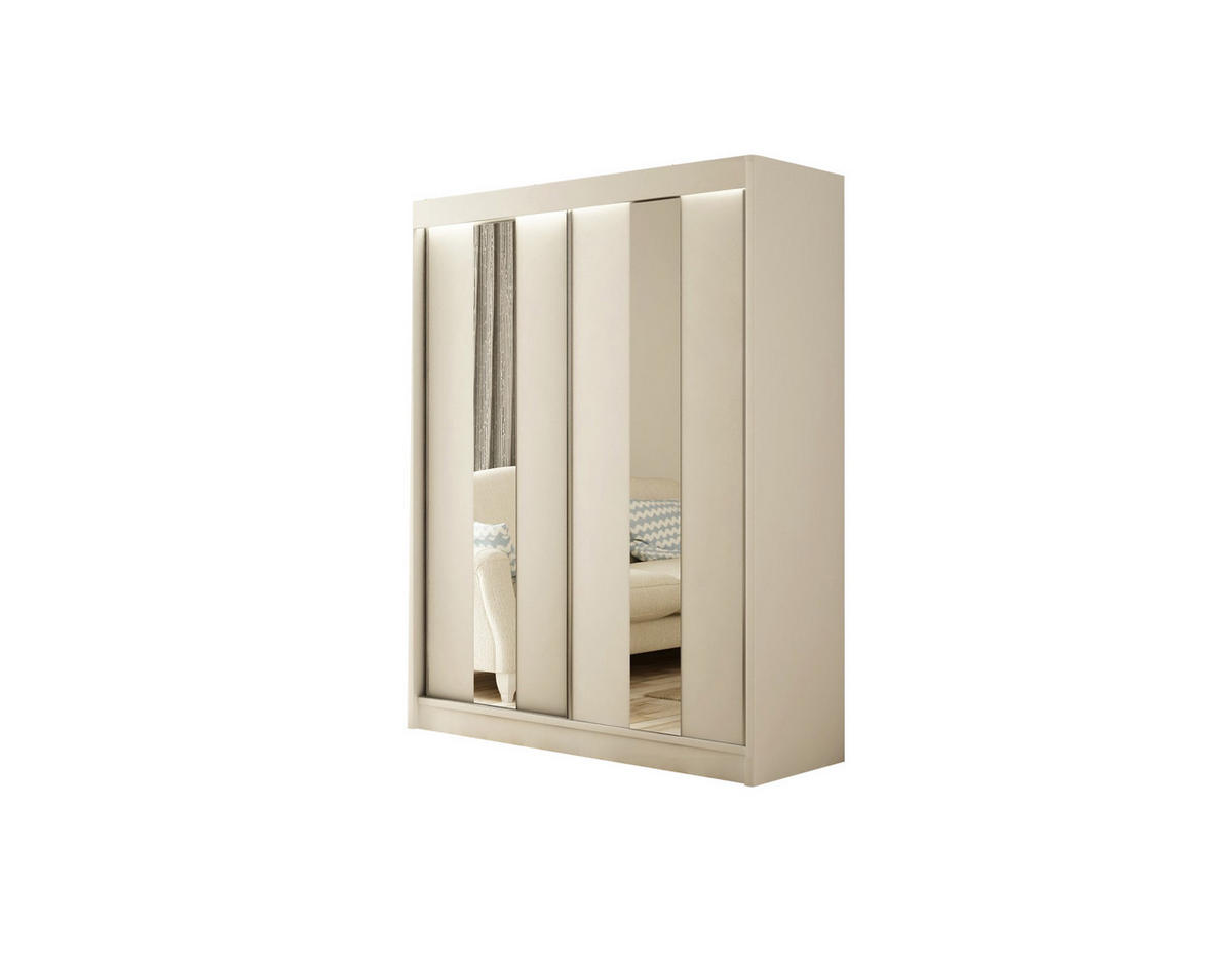 KLEIDERSCHRANK LUKIA mit LED - 120 cm - Weiß - Weiß, Holzwerkstoff (120/215/61cm) - ALTDECOR