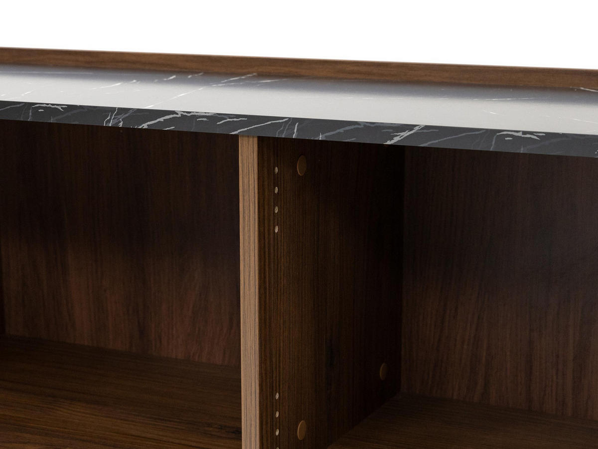 TV-LOWBOARD Tewos 144 - Nussbaumfarben/Schwarz, Holzwerkstoff/Metall (144/50/37cm) - MIRJAN24