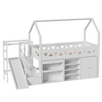 SPIELBETT 90/200 cm DE-00476, in Weiß, Rutsche, Treppe und Stauraum - Weiß, Holz (90/200cm) - ComfortXL