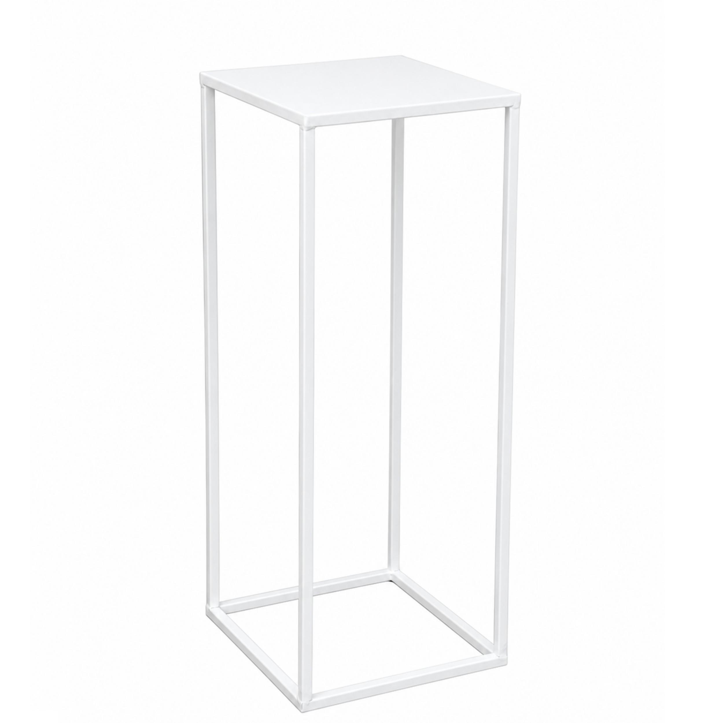 DANDIBO Blumenhocker Metall Weiß Eckig 60 cm Blumenständer Beistelltisch 96482 M Blumensäule Modern Pflanzenständer Pflanzenhocker - Weiß, Metall (23/60/23cm) - DanDiBo
