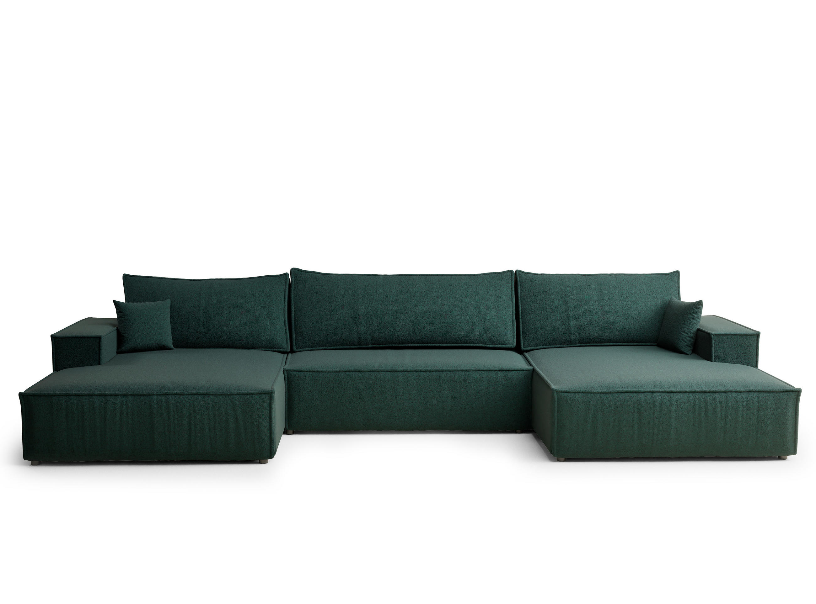 WOHNLANDSCHAFT Kyoto Grün Webstoff - Schwarz/Grün, Holz/Holzwerkstoff (398/70/148cm) - Maison de Reve