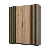 DREHTÜRENSCHRANK CAGLIARI 200/239/61,9cm 4-türig Schwarz - Goldfarben/Schwarz, Holzwerkstoff (200/239/61.9cm) - MASSENO