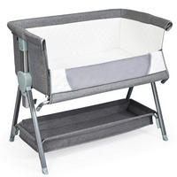 BABYBETT Beistellbett Grau - Grau, Textil - COSTWAY