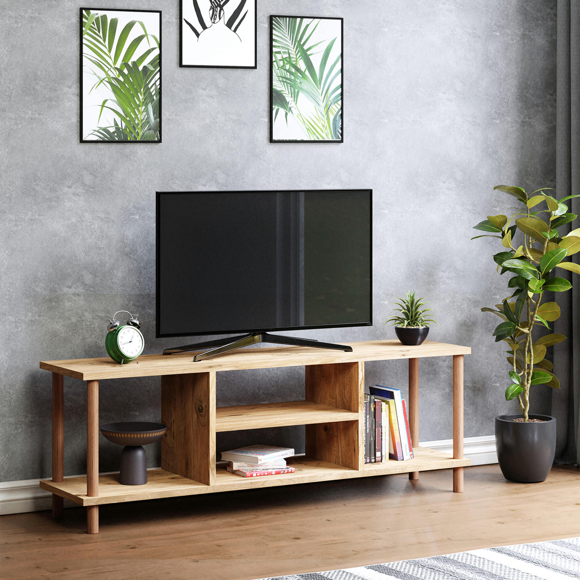 LOWBOARD Ærøskøbing - Naturfarben, Holz/Holzwerkstoff (120/43/29cm) - [en.casa]