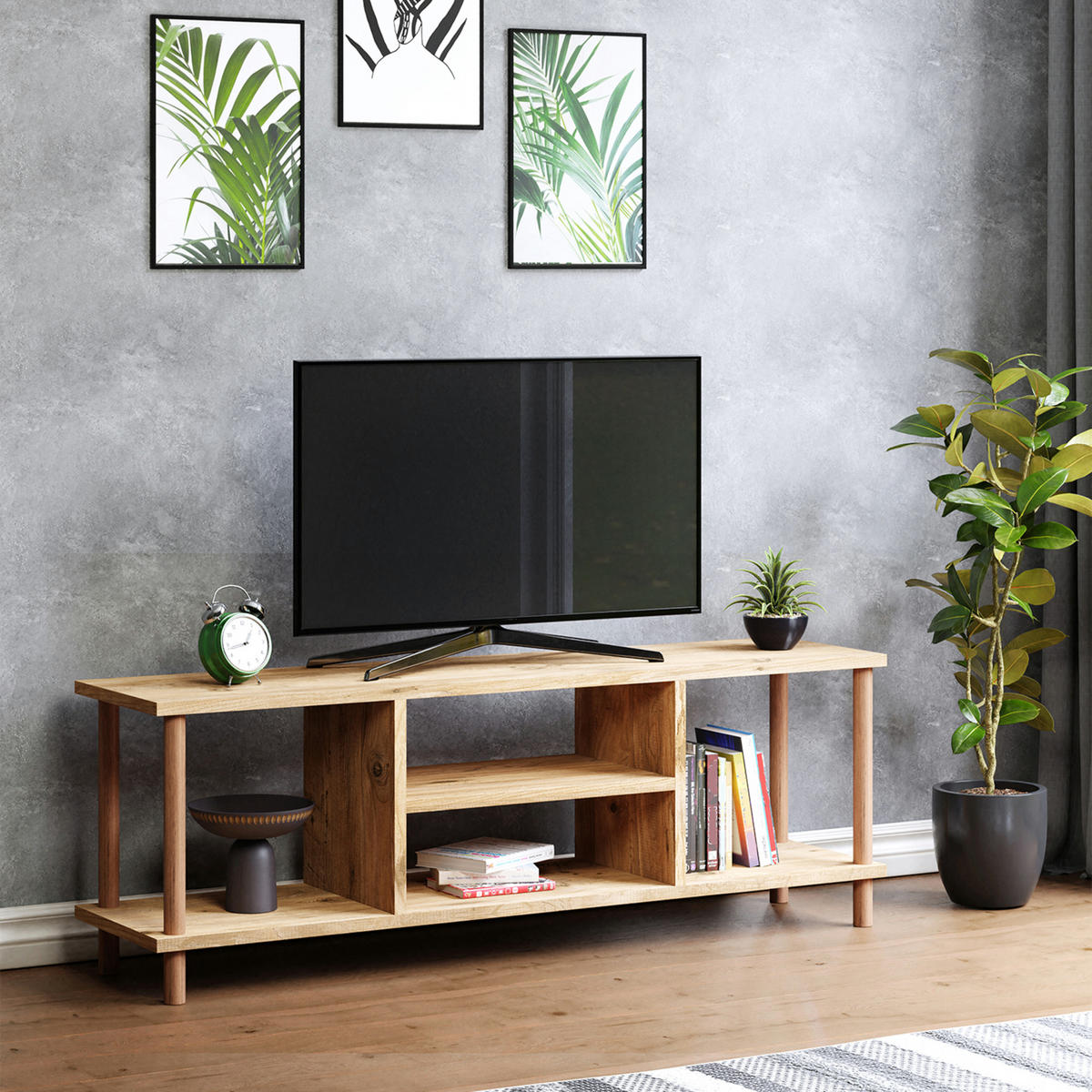 LOWBOARD Ærøskøbing - Naturfarben, Holz/Holzwerkstoff (120/43/29cm) - [en.casa]