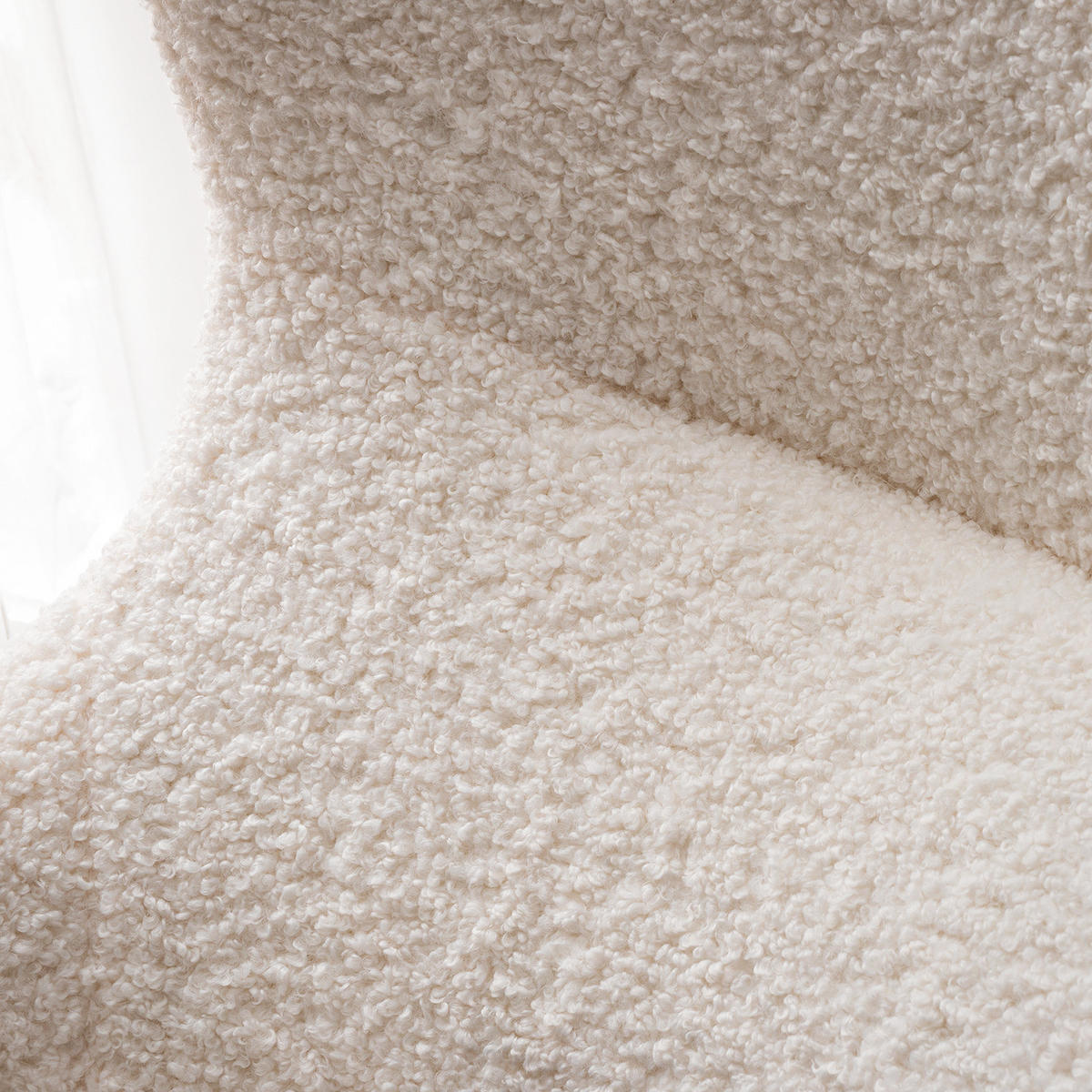 SCHAUKELSTUHL - Teddystoff - Hellbraun/Weiß, Holz/Textil (76/103/100cm) - home24