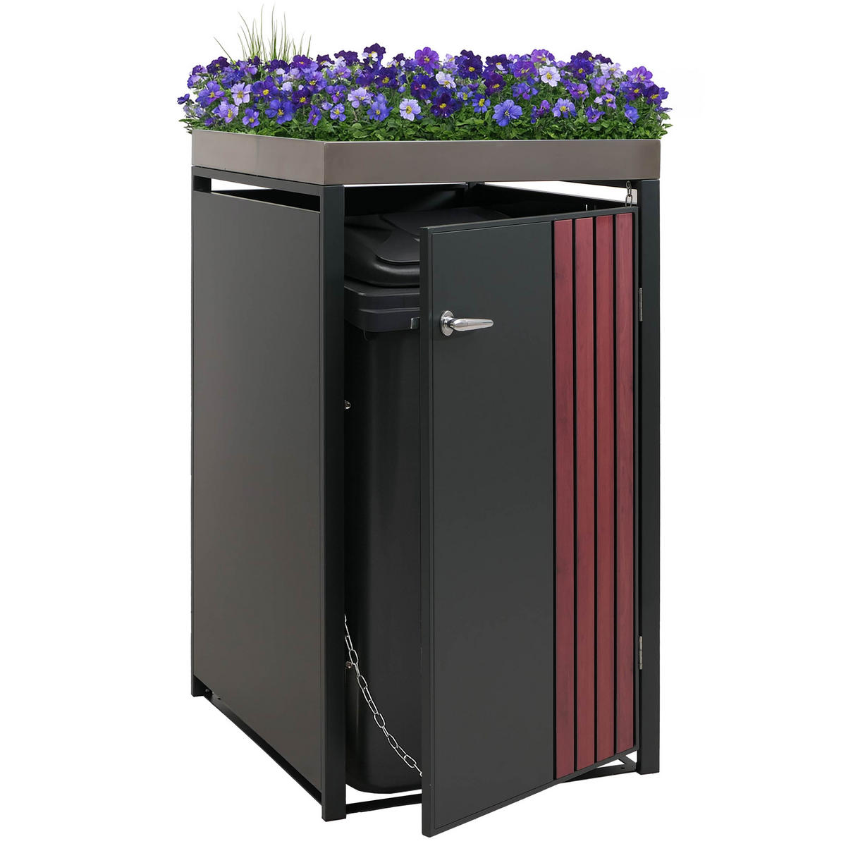 1ER-MÜLLTONNENVERKLEIDUNG Anthrazit, Dunkelbraun - Anthrazit/Dunkelbraun, Metall (68/125/84cm) - MCW